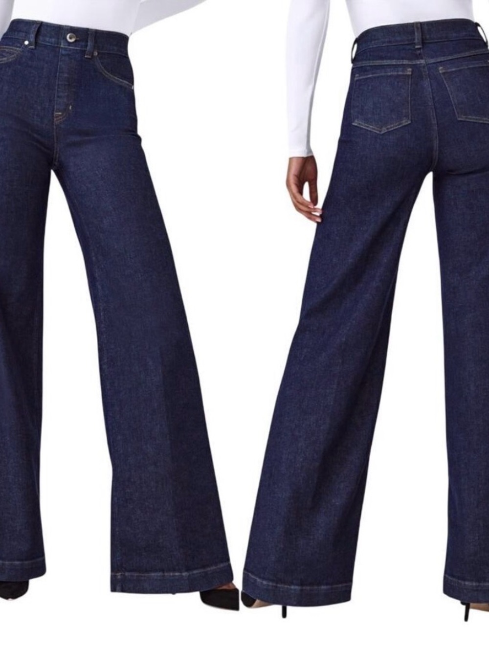 SPANX Women's Dark Indigo Wide Leg Jeans